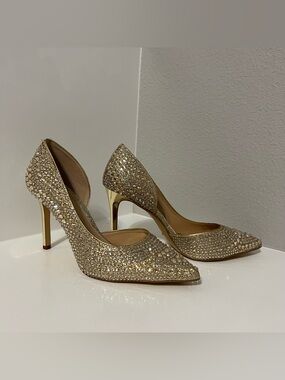 Gianni Bini Mairah gold jeweled D’Orsay stiletto heels 8